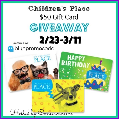 50 Children's Place Gift Card Giveaway ends 3/11 ConservaMom