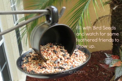 Upcycled craft : teacup bird feeder