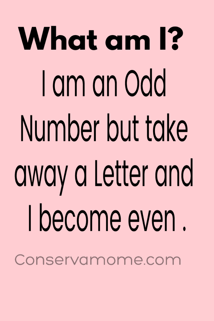 Do you love riddles? Here's a fun one you're sure to love.I am an Odd Number but take away a Letter and I become even .