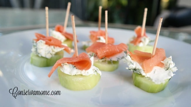 Smoked Salmon Cucumber bites - Low carb appetizer