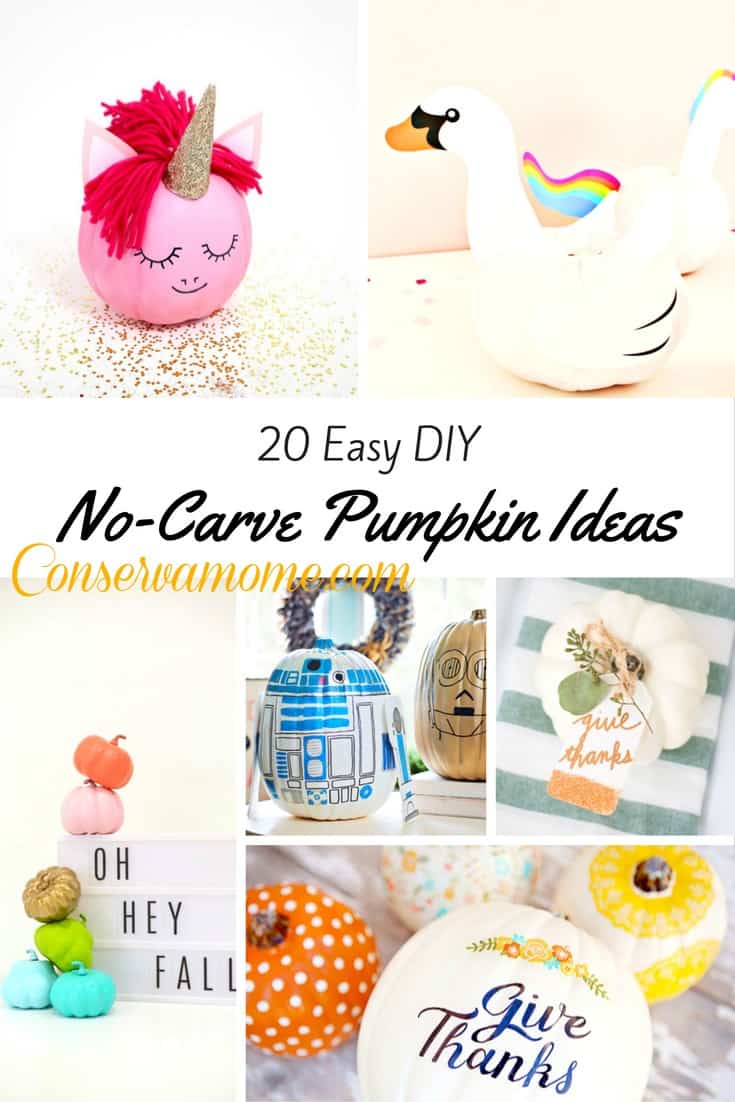 Here's a fun round up of 20 Easy DIY No Carve Pumpkin Ideas that will be perfect for any Fall/Halloween Decor.