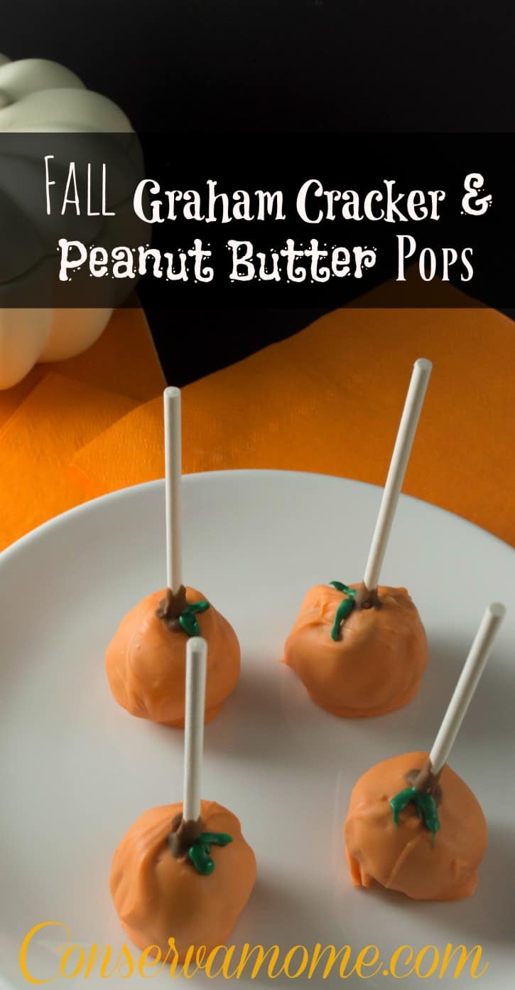 Fall Graham Cracker & Peanut Butter Pops. A fun Fall Dessert Idea