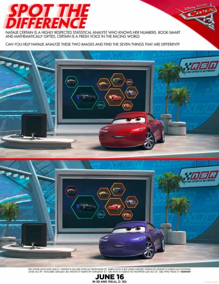 Cars 3 Activity pages 