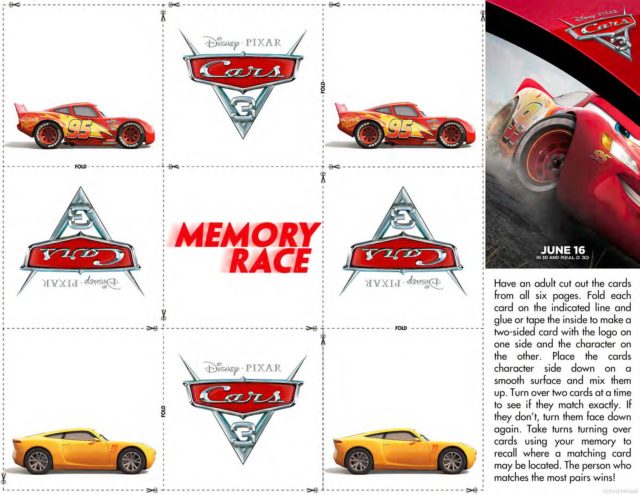 Cars 3 Activity pages 