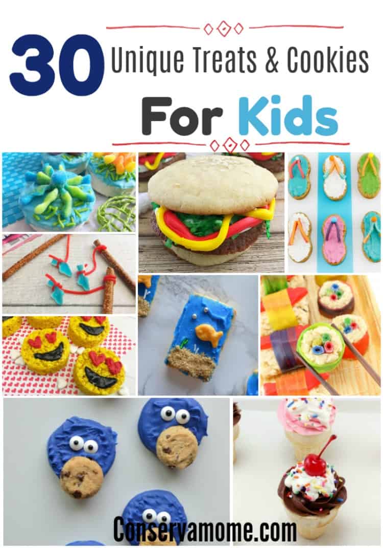 A fun round up of  30 Unique Treats & Cookies for Kids that will be perfect for a themed gathering, event or just because. 