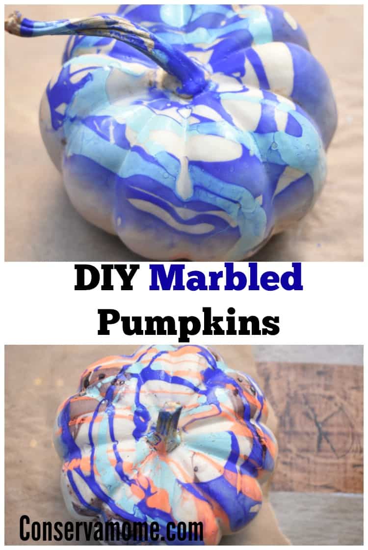 DIY Marbled Pumpkins :Fall pumpkin painting. 