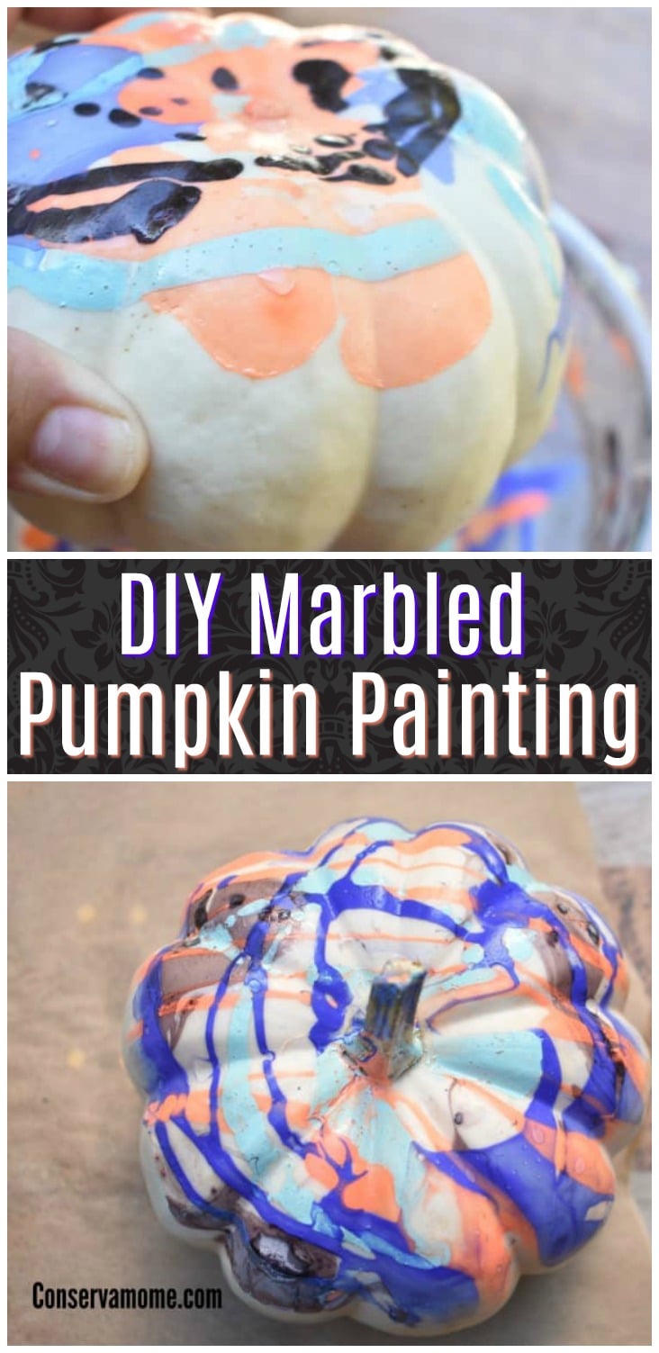 Marbled pumpkin painting