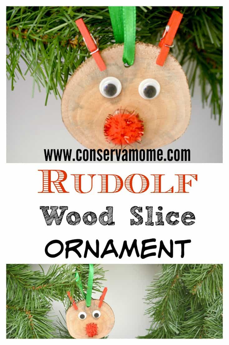 Rudolf wood slice ornaments