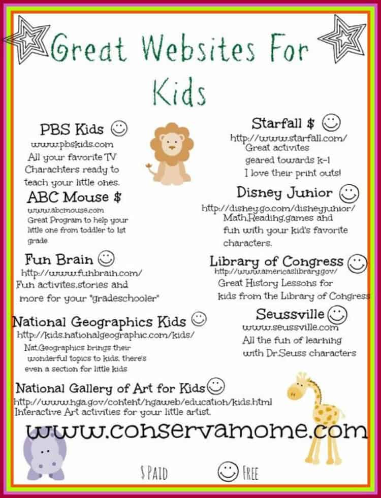 ConservaMom - 25 Great Educational Websites For Kids : Fun ...