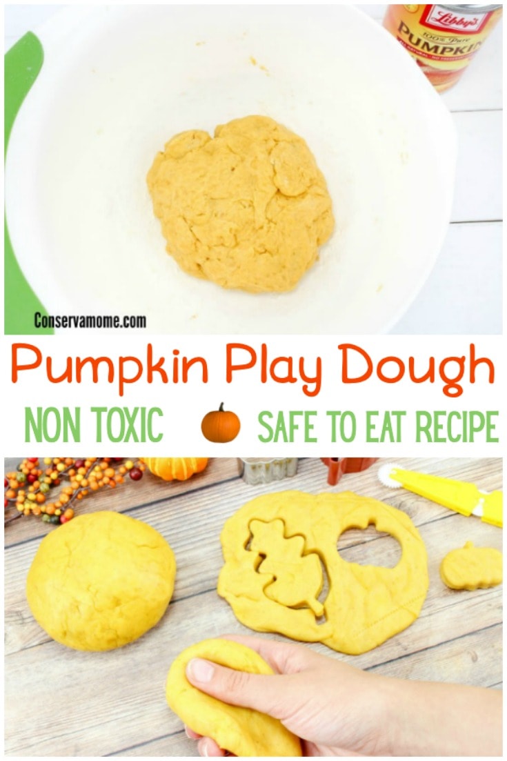 Non Toxic Easy Pumpkin playdough recipe- No Cook