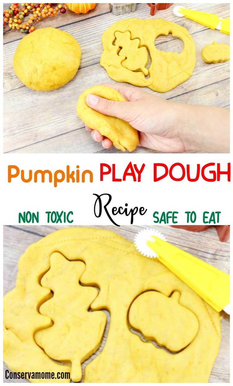 Non Toxic Easy Pumpkin playdough recipe- No Cook