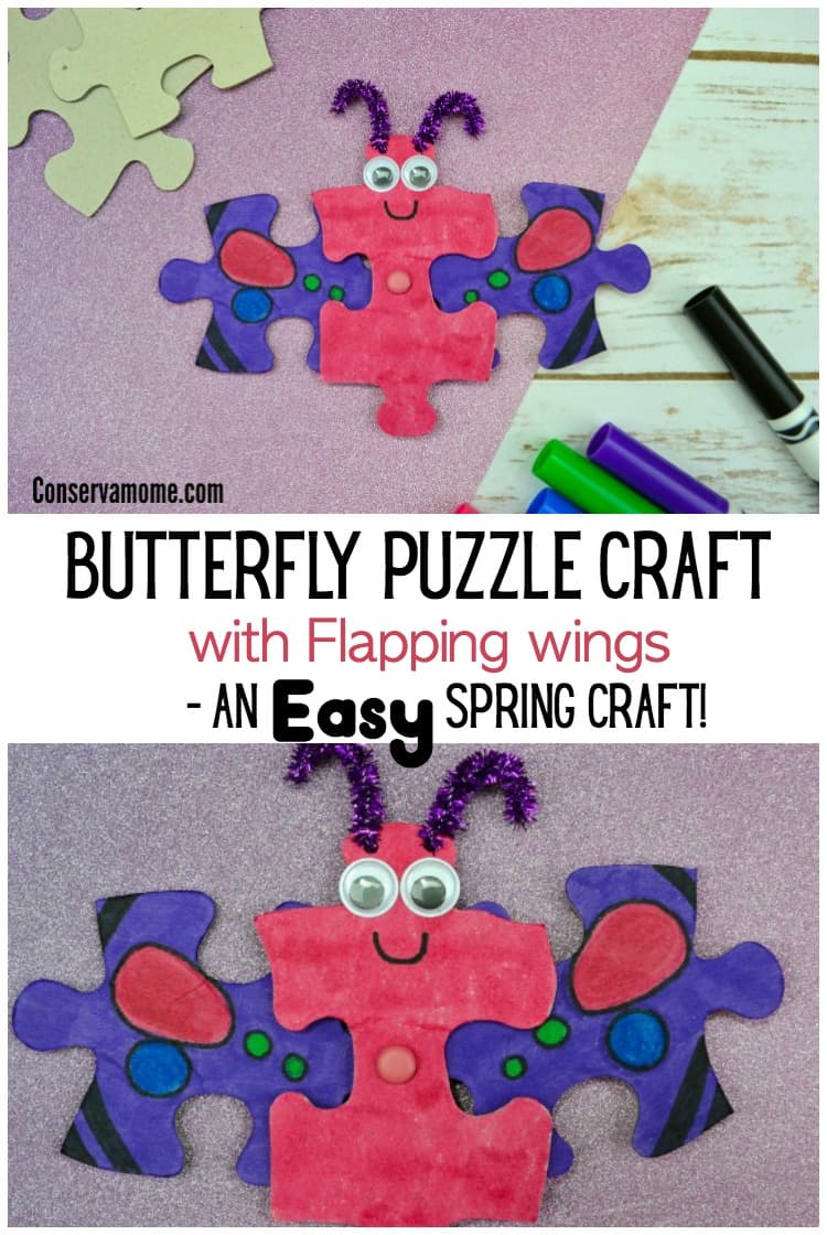 Butterfly Puzzle Craft with Flapping wings- An Easy Spring Craft!