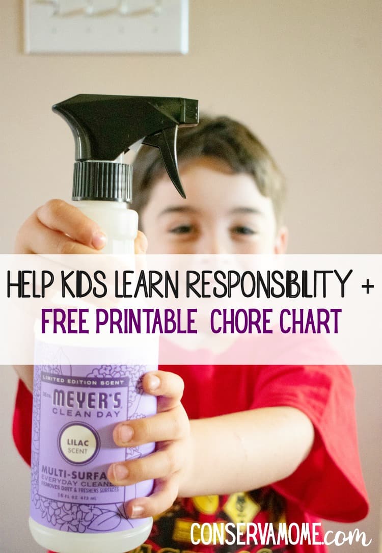 Teaching kids learn responsibility is important. That's why I've put together some tips to help your kids learn how to help. I've included a free printable chore chart and age appropriate chores they can help with.