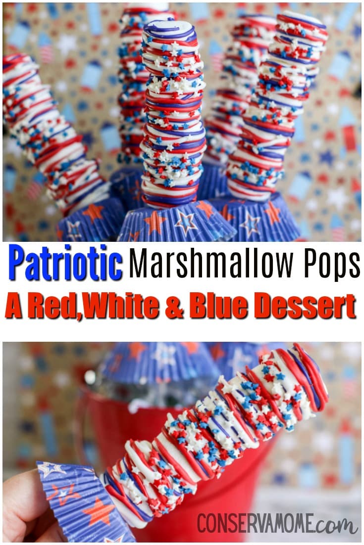 Patriotic Marshmallow pops a red white and blue dessert