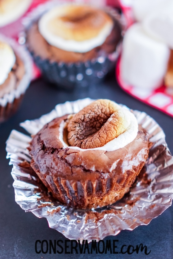 baked s'mores cupcakes in wrapper