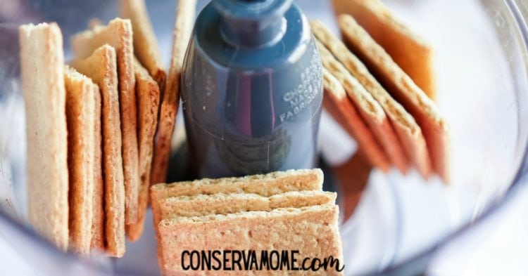 breaking up the graham crackers for the crust