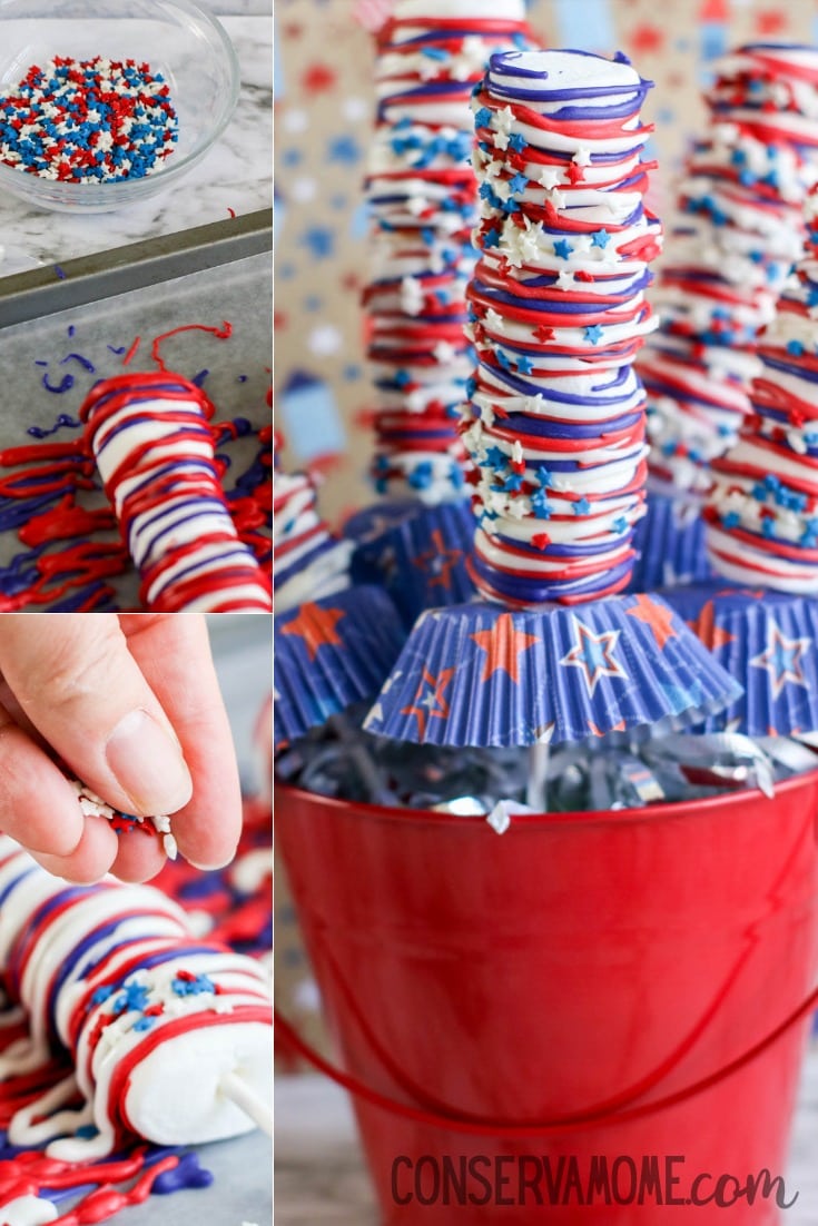 Patriotic Marshmallow pop: Red white and blue dessert idea