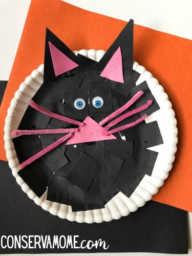 Black Cat Paper Plate Craft A :preschool Halloween Activity