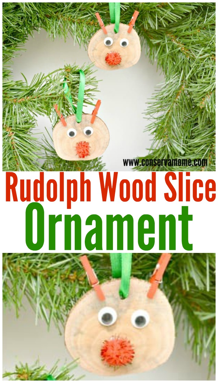 Rudolph wood slice ornament