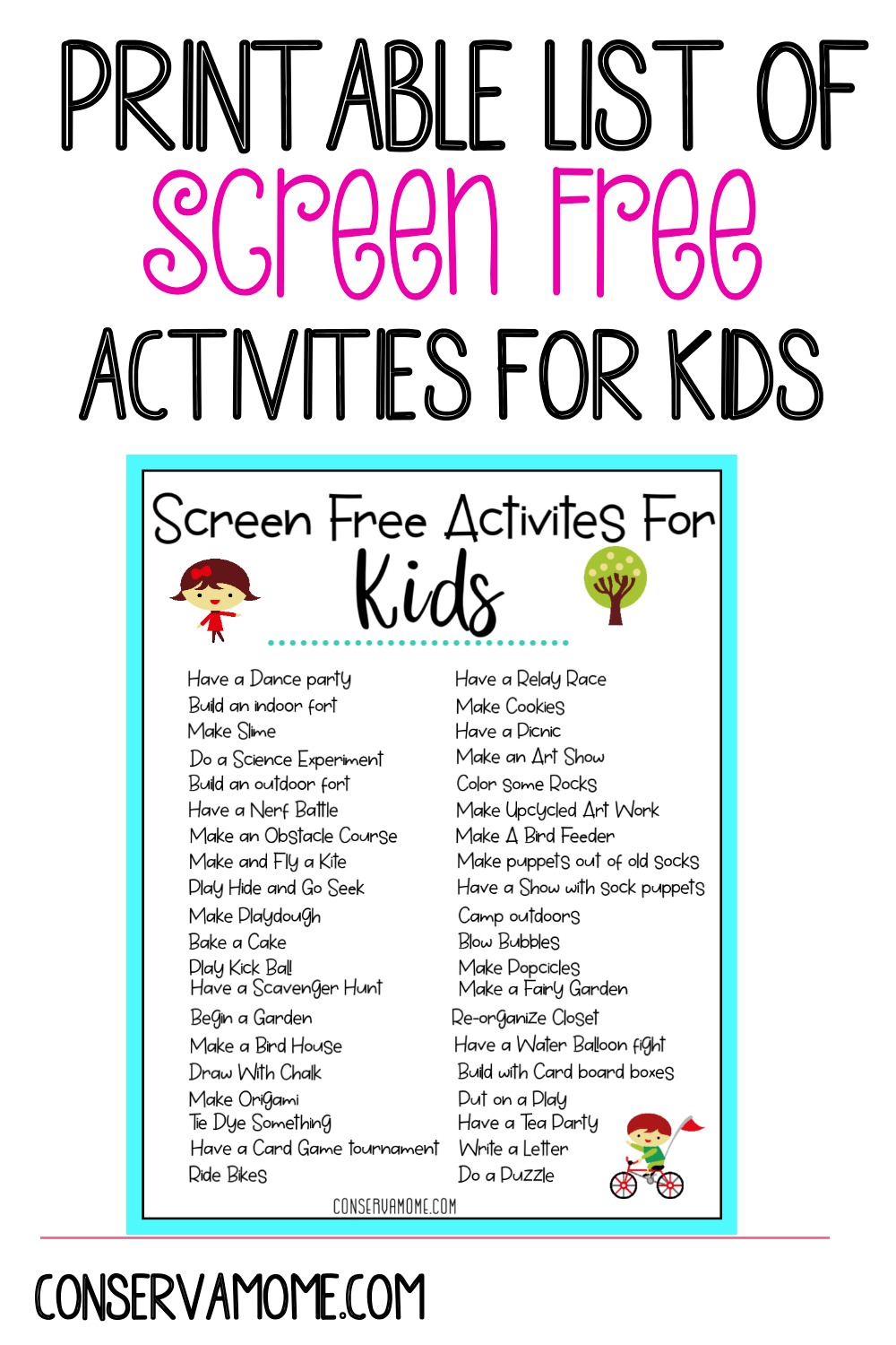 Printable List of Screen Free Play Ideas: 45 Things To Do Instead Of Screen  Time!