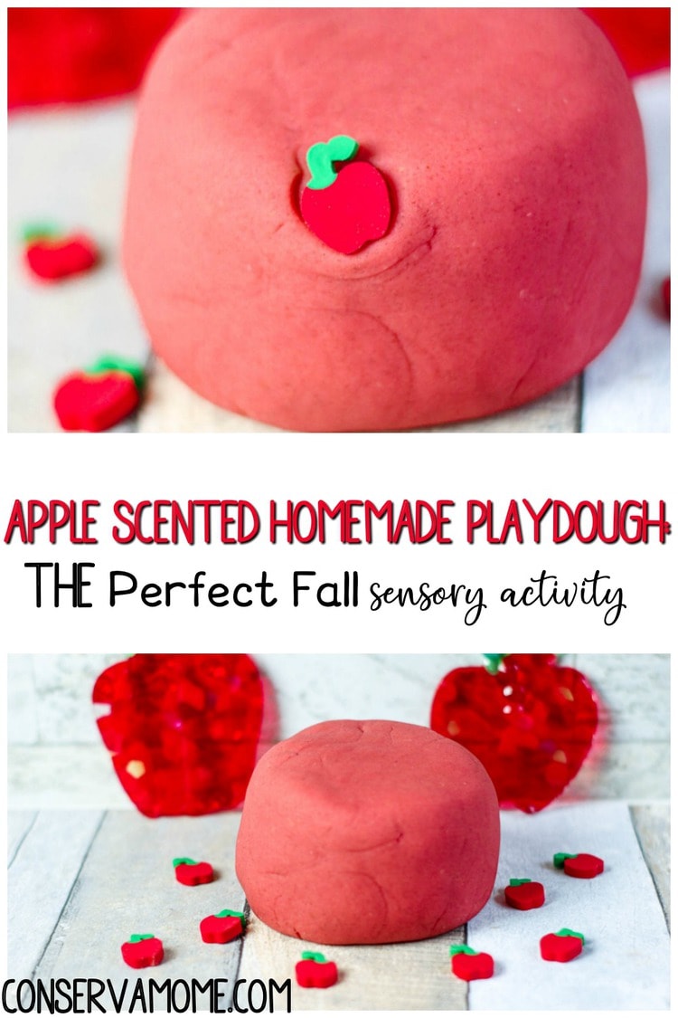 Apple Scented Homemade playdough_ A fall sensory activity for kids!