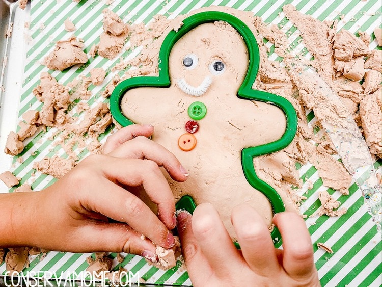 Gingerbread Man Cloud Dough Sensory play activity