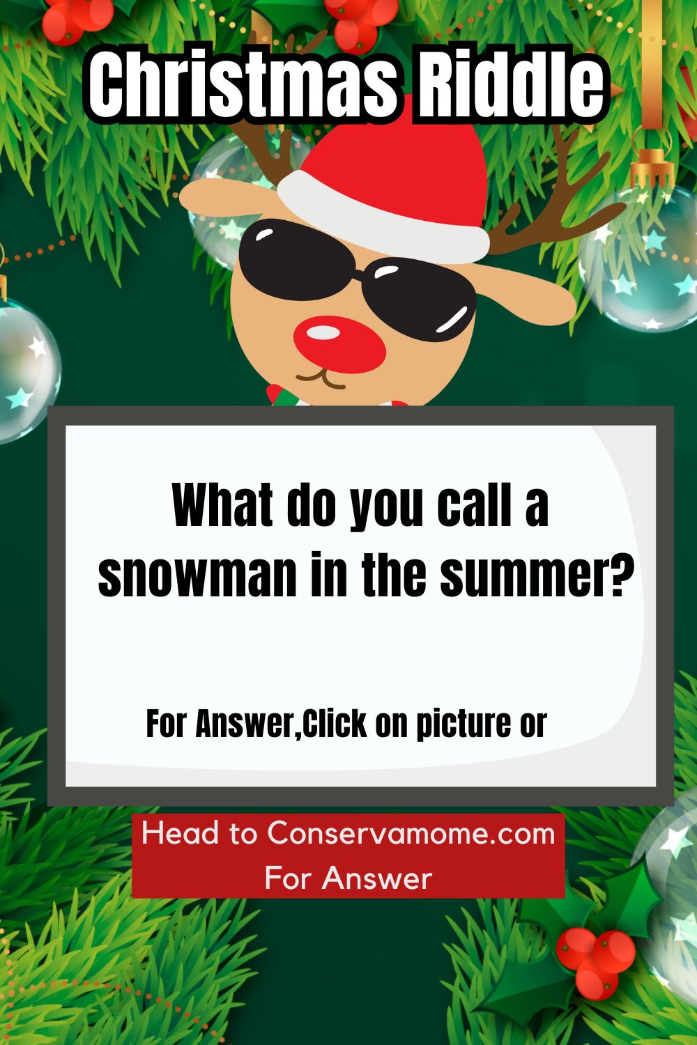 Christmas Riddle What do you call a snowman in the summer.