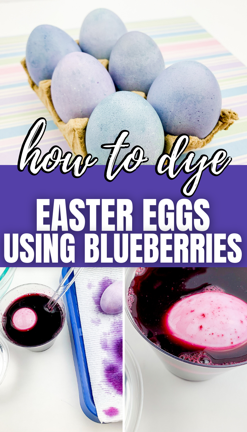 easter egg dyeing using blueberries