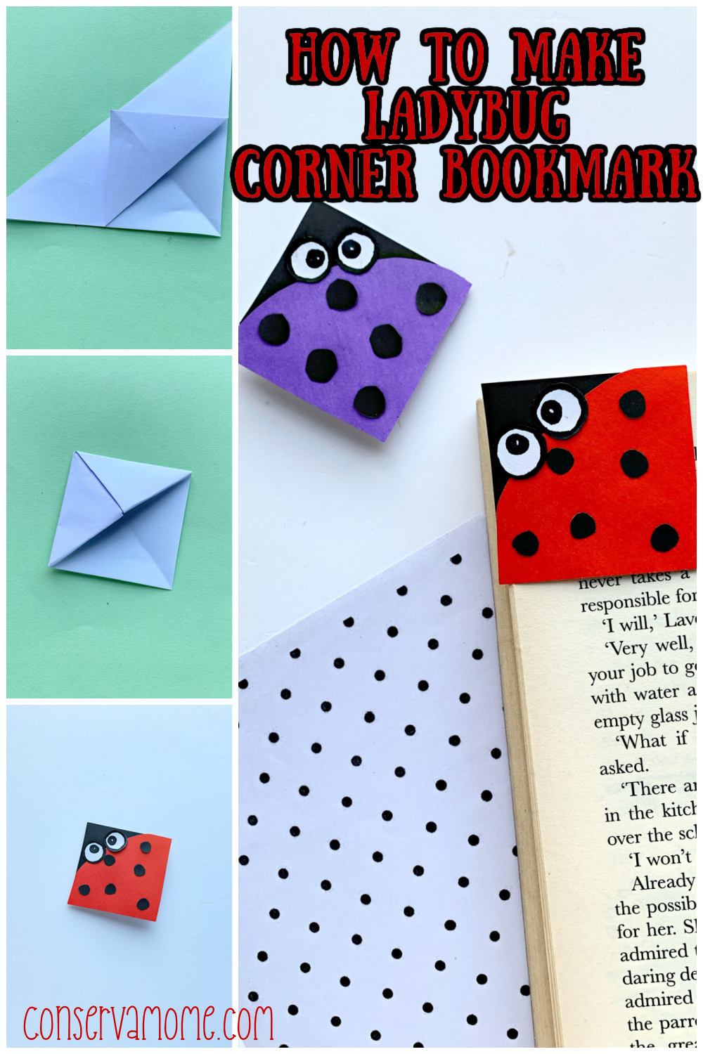 how to make a ladybug corner bookmark. 