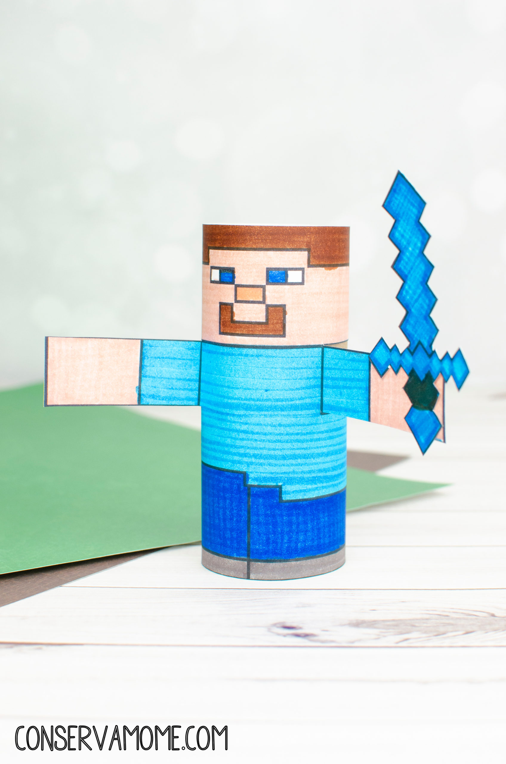 DIY minecraft Steve Toilet paper roll craft