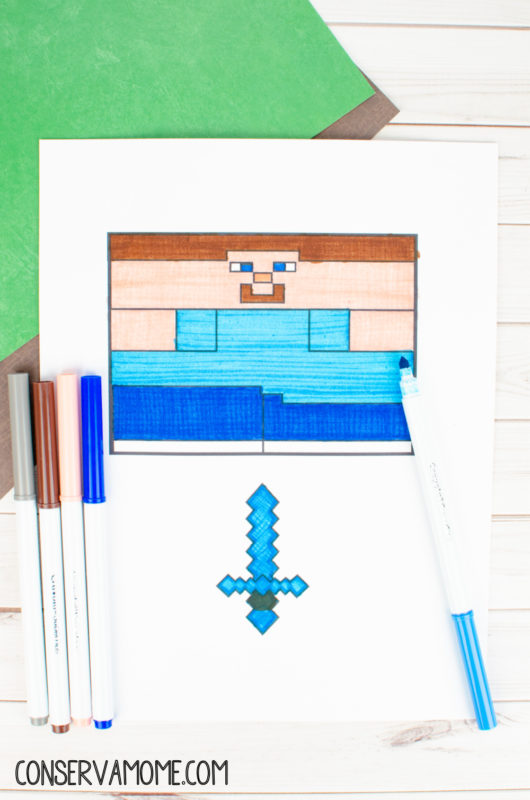 DIY Minecraft Steve Toilet paper roll craft ConservaMom