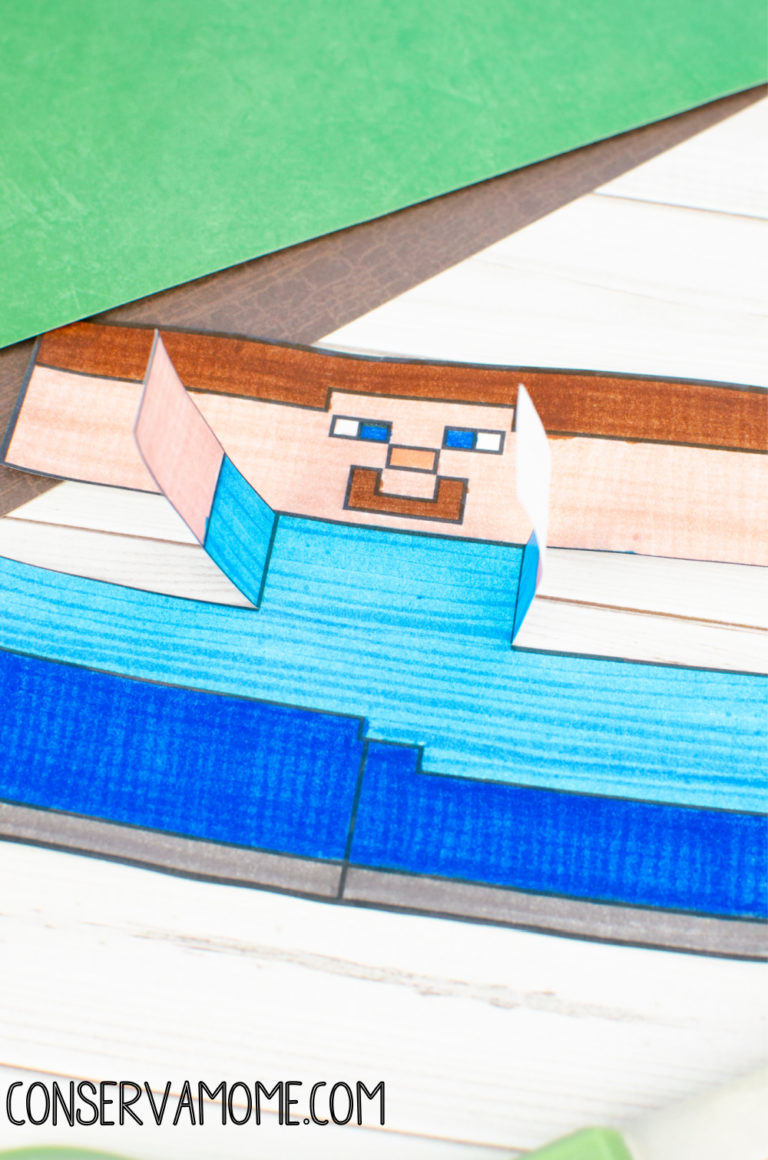 DIY Minecraft Steve Toilet paper roll craft - ConservaMom