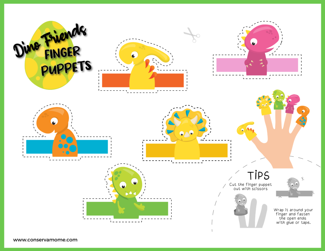 Dinosaur Finger Puppets Free Printable Dinosaur Finger puppets!