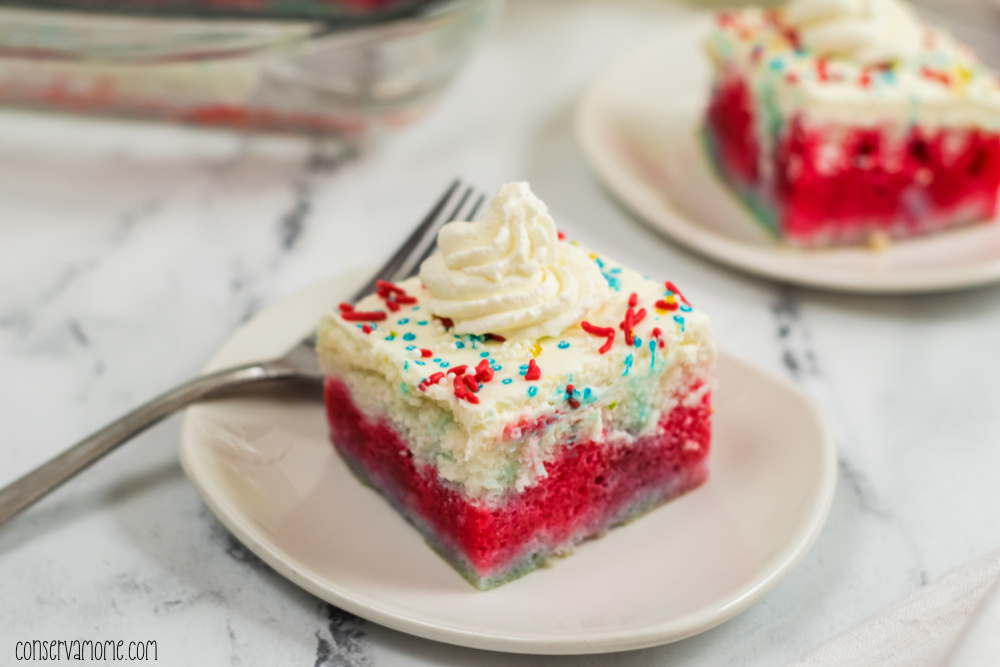Red white and blue poke cake 