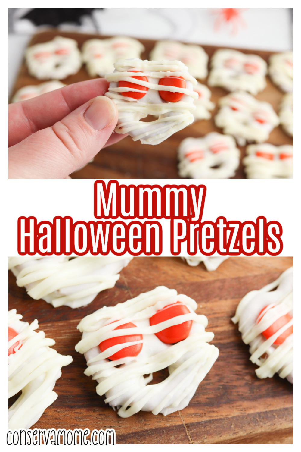 Mummy Halloween Pretzels