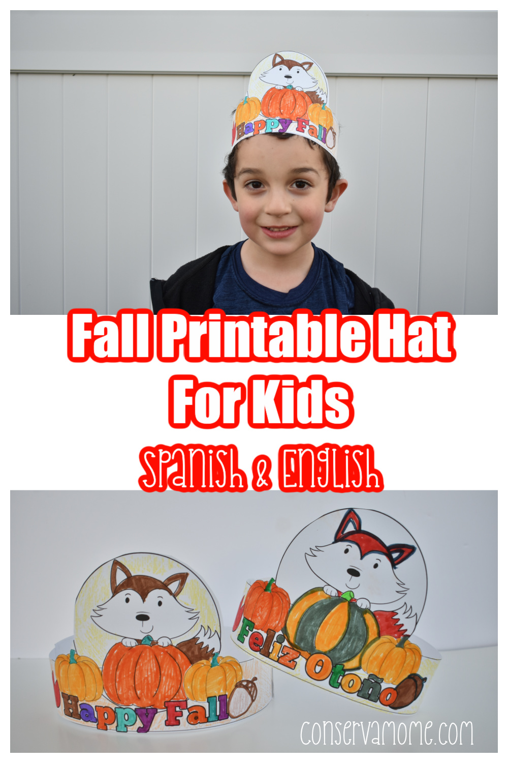 Free Fall Printable Hat for Kids (Spanish & English)