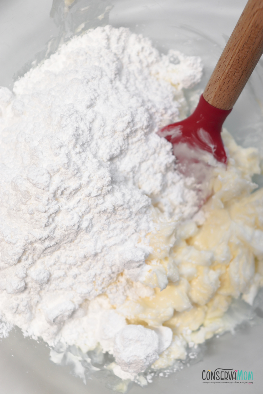 blending in the flour and salt 
