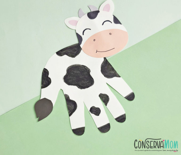 C is for Cow Craft : Handprint Cow Craft - ConservaMom