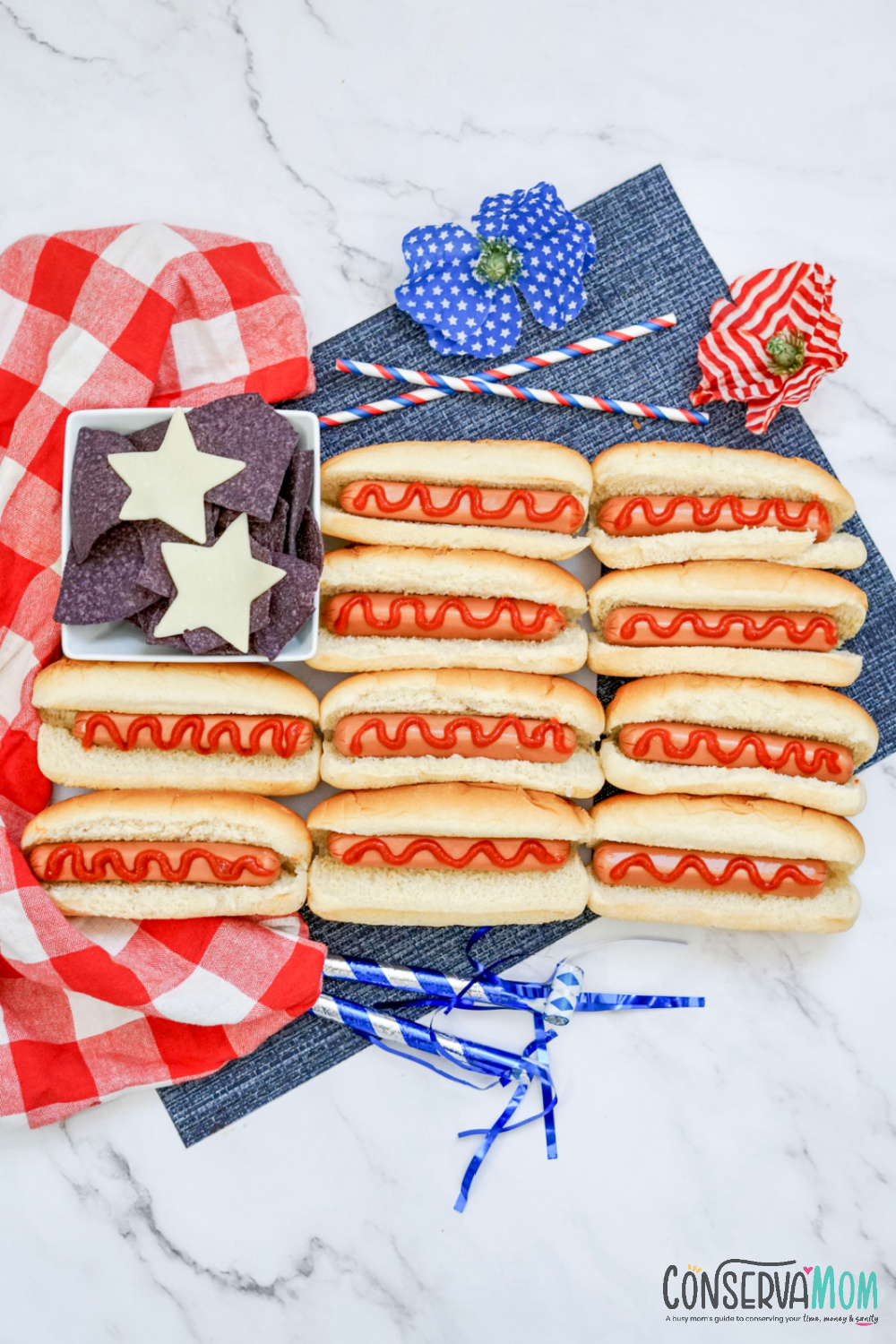 Patriotic Hot Dog Charcuterie Board