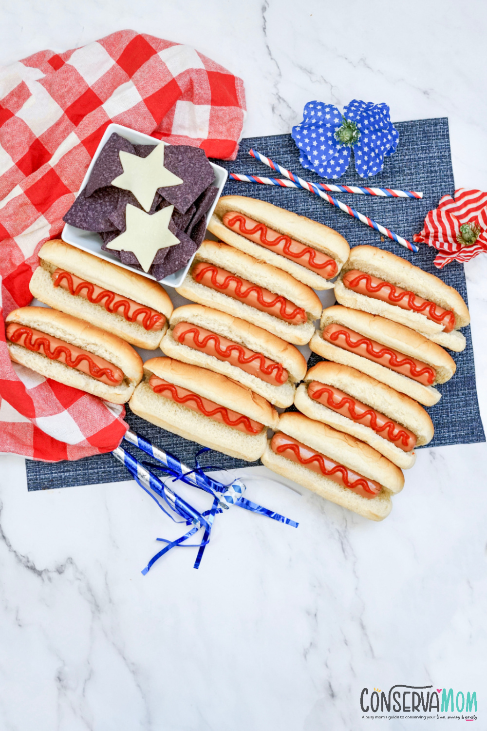 Patriotic Hot Dog Charcuterie Board