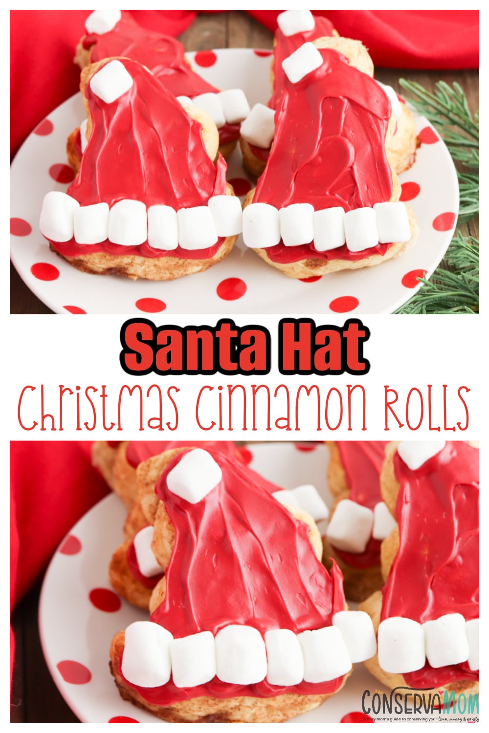 Santa Hat Christmas Cinnamon Rolls