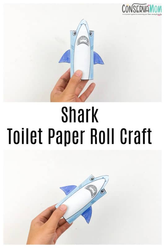 Shark Toilet paper roll craft for kids ConservaMom