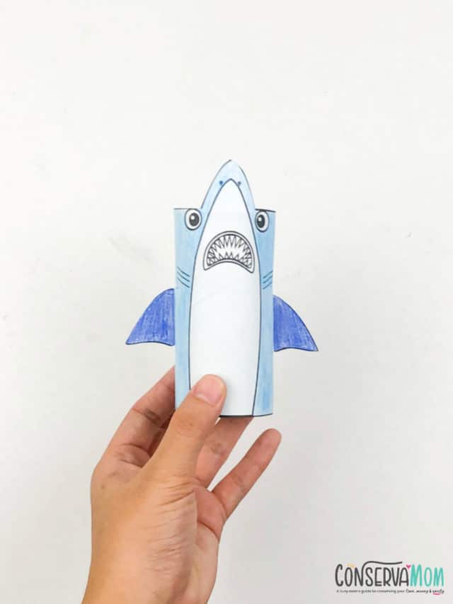 Shark Toilet paper roll craft for kids - ConservaMom