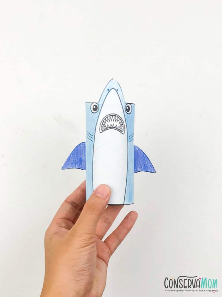 Shark Toilet paper roll craft for kids ConservaMom