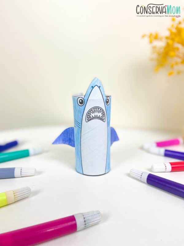 Shark Toilet paper roll craft for kids ConservaMom