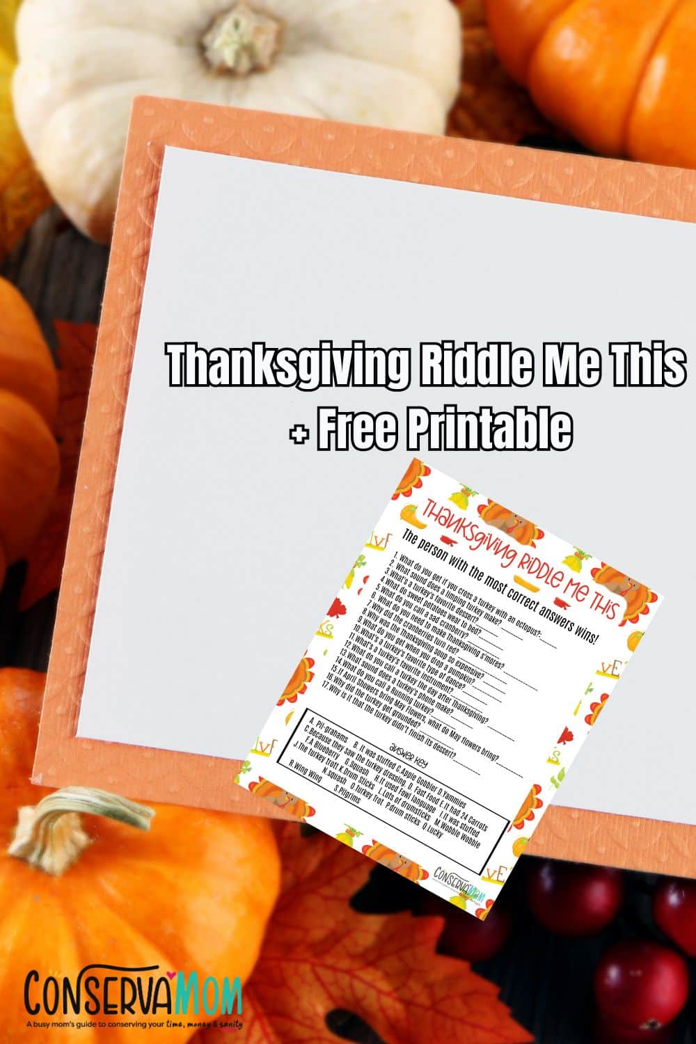 Thanksgiving Riddle Me This Printable 