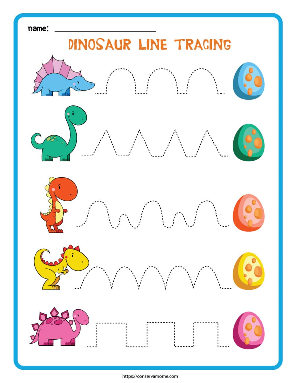 Free Printable Dinosaur Line Tracing