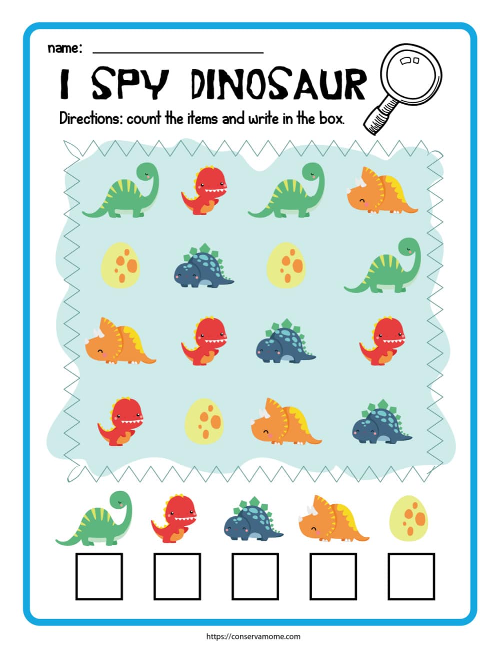 I spy Dinosaur worksheet