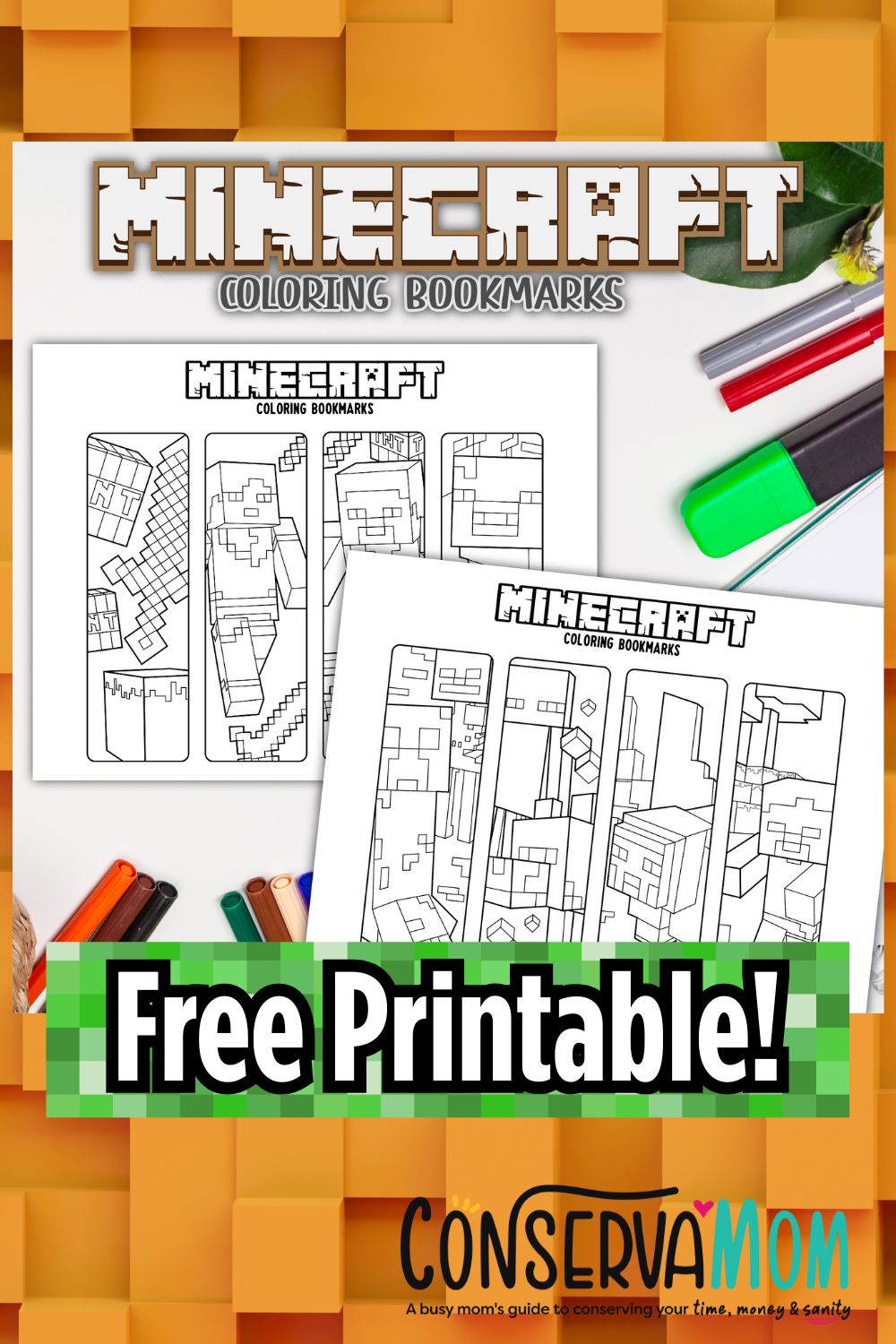 Free Printable Minecraft Bookmarks