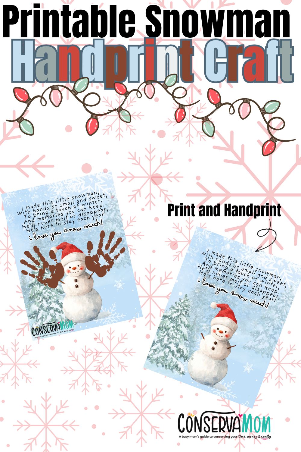 Printable Snowman Handprint Craft